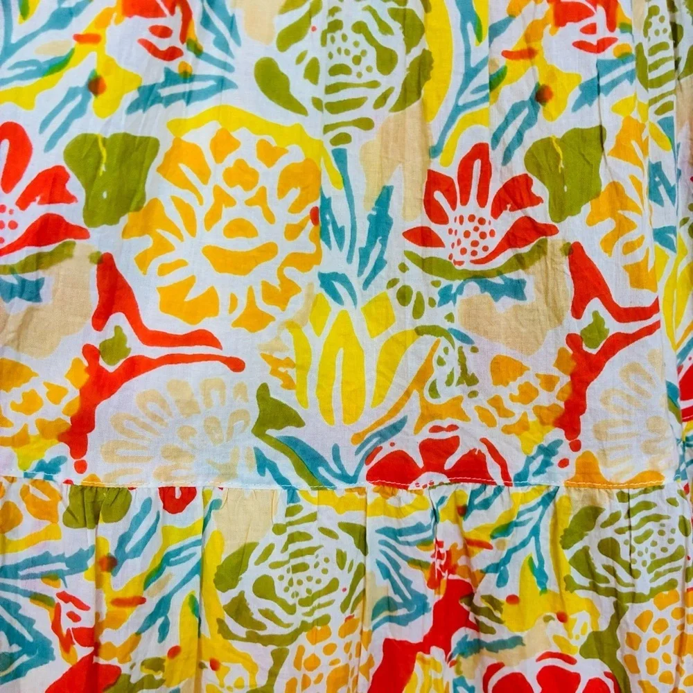 Velvet Graham and Spencer sunwashed yellow multi floral print skirt top set. XS